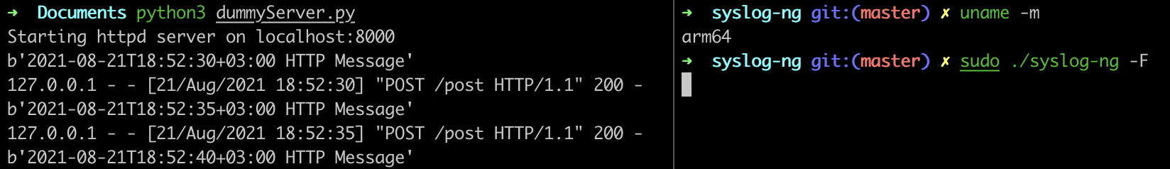 http() destination driver tested on macOS (ARM)